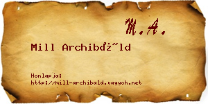 Mill Archibáld névjegykártya